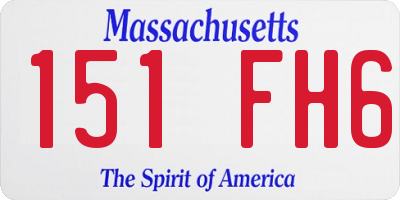 MA license plate 151FH6