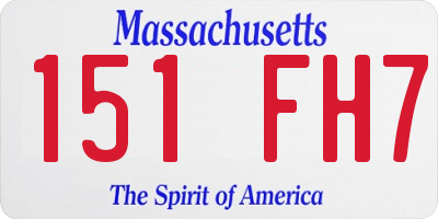 MA license plate 151FH7