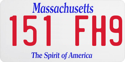 MA license plate 151FH9