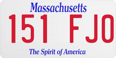 MA license plate 151FJ0