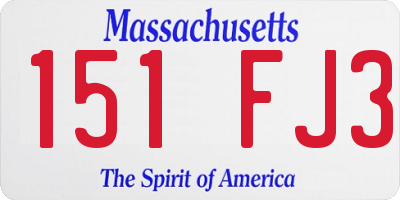 MA license plate 151FJ3