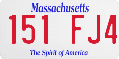 MA license plate 151FJ4