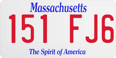 MA license plate 151FJ6