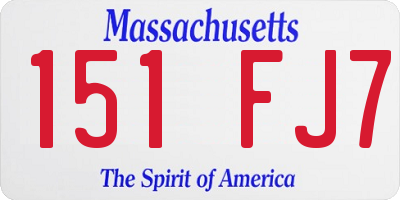 MA license plate 151FJ7