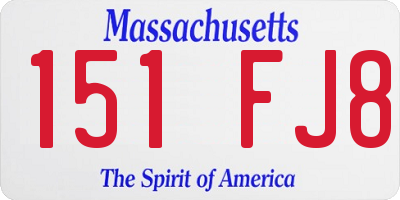 MA license plate 151FJ8