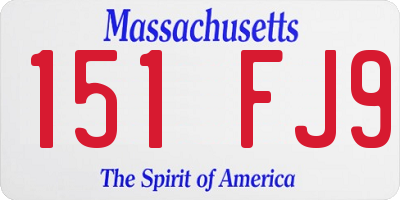 MA license plate 151FJ9