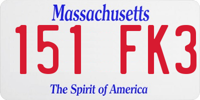 MA license plate 151FK3