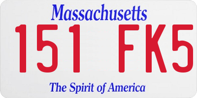 MA license plate 151FK5