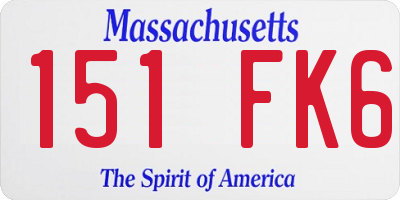 MA license plate 151FK6