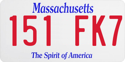 MA license plate 151FK7