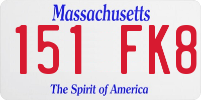 MA license plate 151FK8