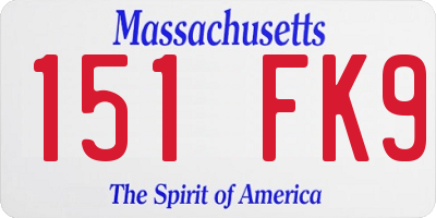 MA license plate 151FK9