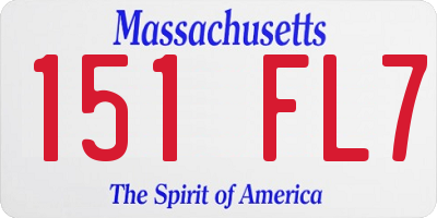 MA license plate 151FL7
