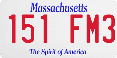 MA license plate 151FM3