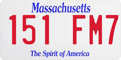 MA license plate 151FM7