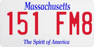 MA license plate 151FM8