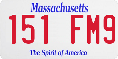 MA license plate 151FM9