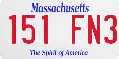MA license plate 151FN3