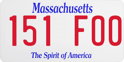 MA license plate 151FO0
