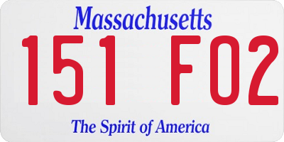 MA license plate 151FO2