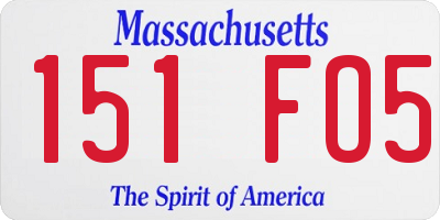 MA license plate 151FO5