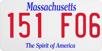 MA license plate 151FO6