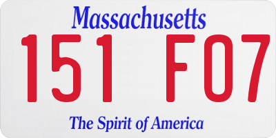 MA license plate 151FO7