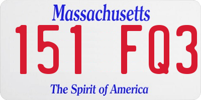 MA license plate 151FQ3