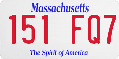 MA license plate 151FQ7