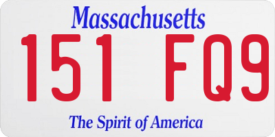 MA license plate 151FQ9