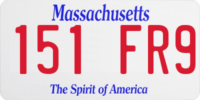MA license plate 151FR9
