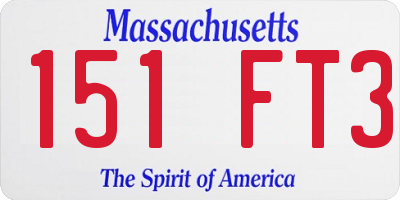 MA license plate 151FT3