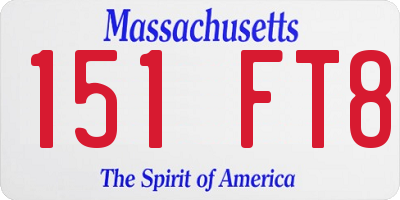 MA license plate 151FT8