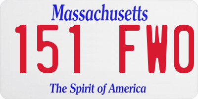 MA license plate 151FW0
