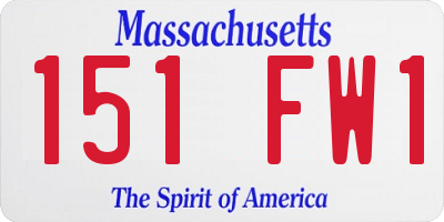 MA license plate 151FW1