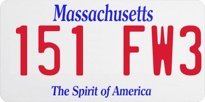 MA license plate 151FW3