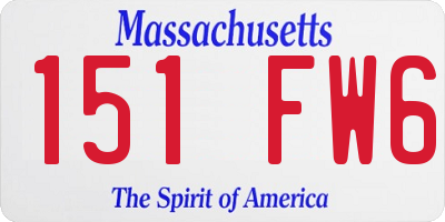 MA license plate 151FW6