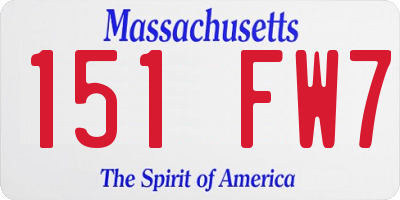 MA license plate 151FW7