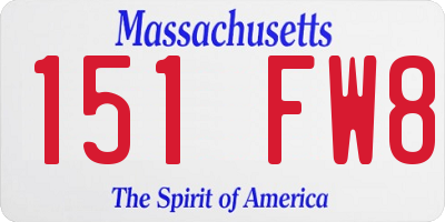 MA license plate 151FW8