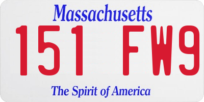 MA license plate 151FW9