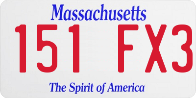 MA license plate 151FX3