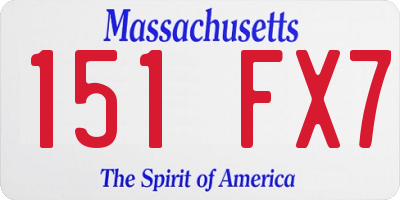 MA license plate 151FX7