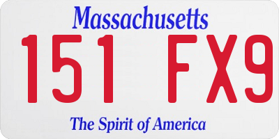 MA license plate 151FX9