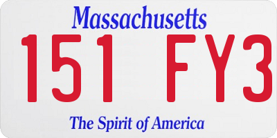 MA license plate 151FY3