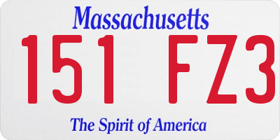 MA license plate 151FZ3