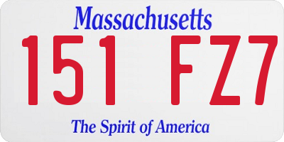 MA license plate 151FZ7
