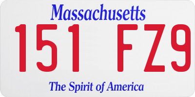 MA license plate 151FZ9