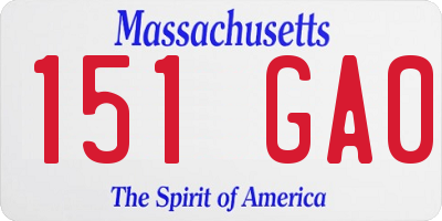 MA license plate 151GA0