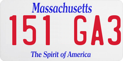 MA license plate 151GA3