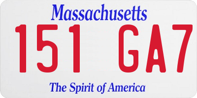 MA license plate 151GA7
